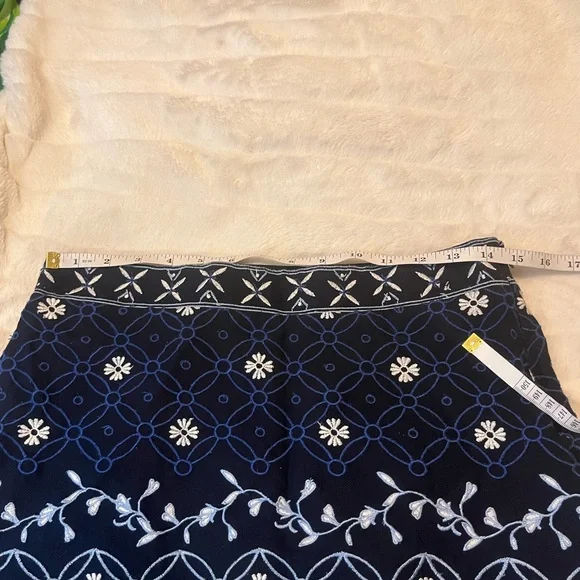Loft 6 Blue Embroidered Boho Mediterranean Casual Summer Fall Casual City Skirt - Picture 3 of 7